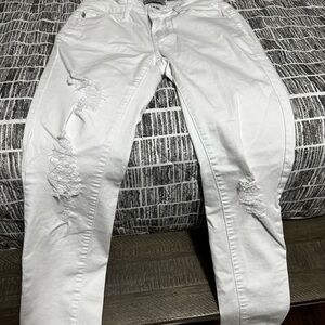 Women's White Distressed Jeans